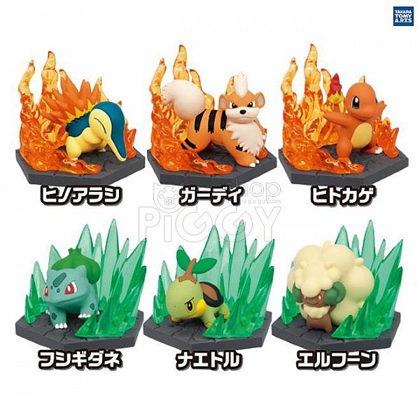 Gashapon Pokemon Diorama Fire & Grass Collection